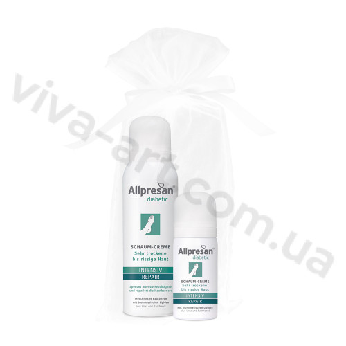 Подарунковий набір Крем-піна для сухої, потрісканої шкіри стоп та гомілок діабетиків, Allpresan Diabetic Intensive+Repair з сечовиною, 125 мл + 35 мл