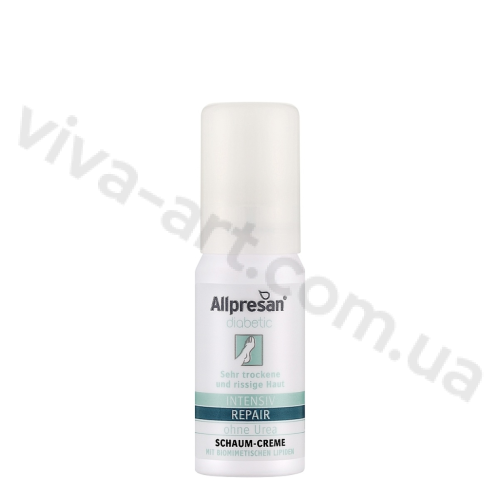 Крем-піна для сухої, потрісканої шкіри стоп та гомілок діабетиків, Allpresan Diabetic Intensive+Repair без сечовини
