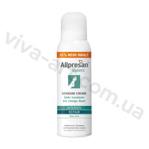 Крем-пена для сухой, потрескавшейся кожи стоп и голеней диабетиков, Allpresan Diabetic Intensive+Repair без мочевины
