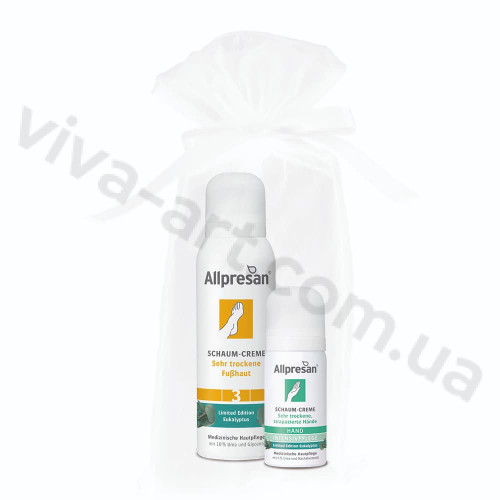 Подарунковий набір Крем-піна для дуже сухої шкіри стоп з Евкаліптом Foot Special No. 3, 125мл + Зволожувальний пінний крем для рук з Евкаліптом (Limited Edition), Allpresan,35мл