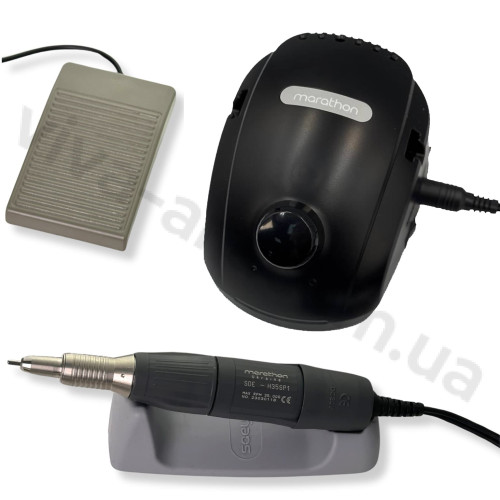 Фрезер для маникюра Marathon-3 Champion черный с ручкой H35SP1 35000 об./мин. 45вт с педалью