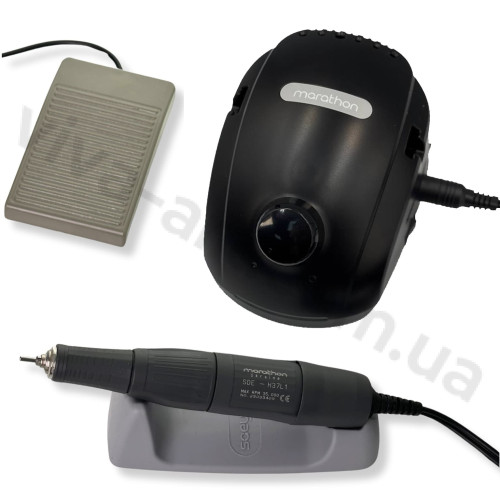 Фрезер для манікюру New Marathon-3 Champion чорний з ручкою H37L1 35000 об./хв. 45вт з педаллю