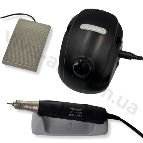 Фрезер для маникюра Marathon-3 Champion черный с ручкой H37LSP 35000 об./мин. 45вт с педалью