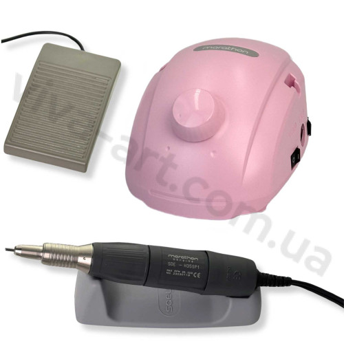 Фрезер для маникюра Marathon-3 Champion New розовый с ручкой H35SP1 35000 об./мин. 45вт с педалью