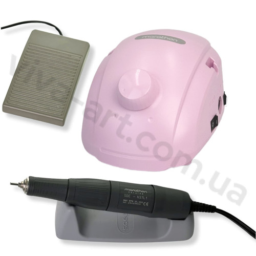 Фрезер для манікюру Marathon-3 Champion New рожевый з ручкою H37L1 35000 об./хв. 45вт з педаллю