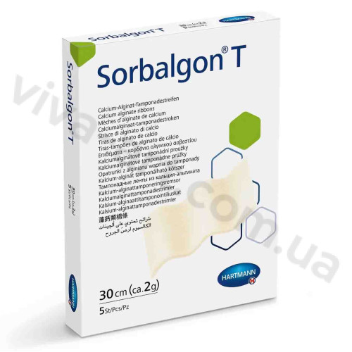Тампонадная лента поглощающая из кальция-альгината Sorbalgon® T/Сорбалгон Т 30см (2г), 1шт