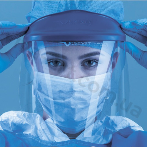 Щиток защитный без запотевания с синим козырьком No710, Univet (Италия)