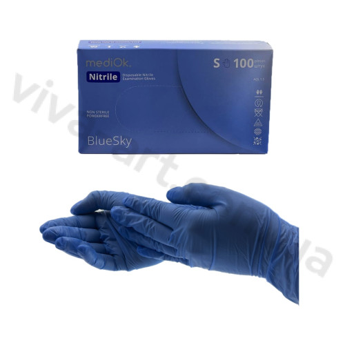 Рукавички нітрилові Mediok Light, розмір на вибір, 100 шт Блакитні