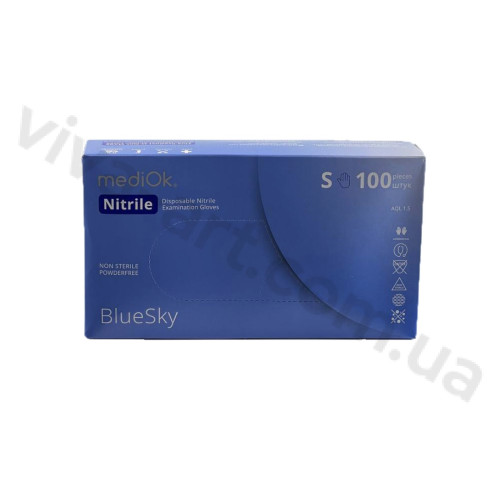 Рукавички нітрилові Mediok Light, розмір на вибір, 100 шт Блакитні