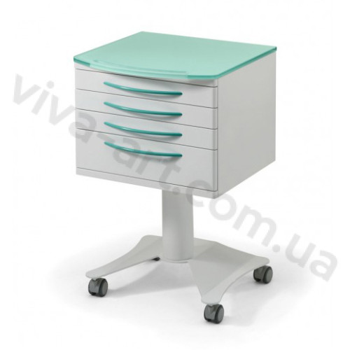 Мобильная тумбочка с четырьмя ящиками и столешницей (Италия)